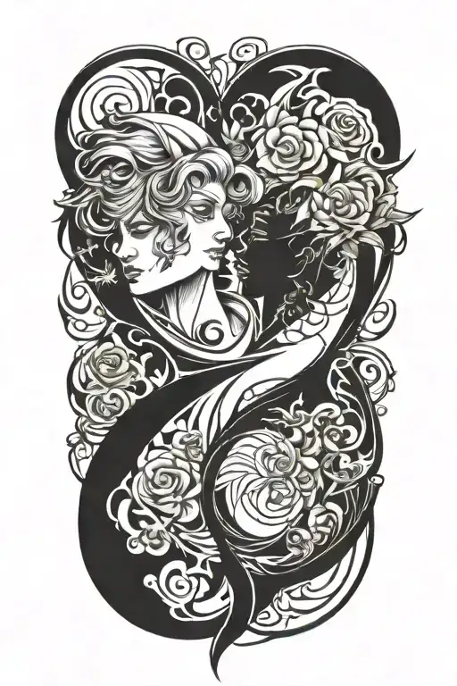 sobriety, Gemini, m joined together tattoo design idea