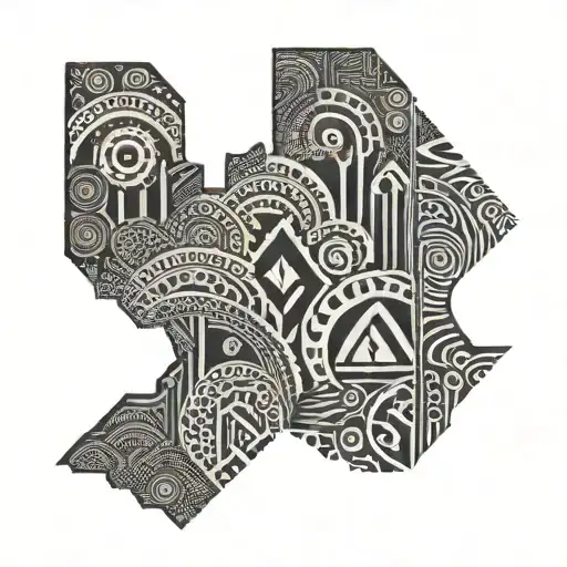 Abstract representation of sobriety journey with African tribal patterns tattoo design idea
