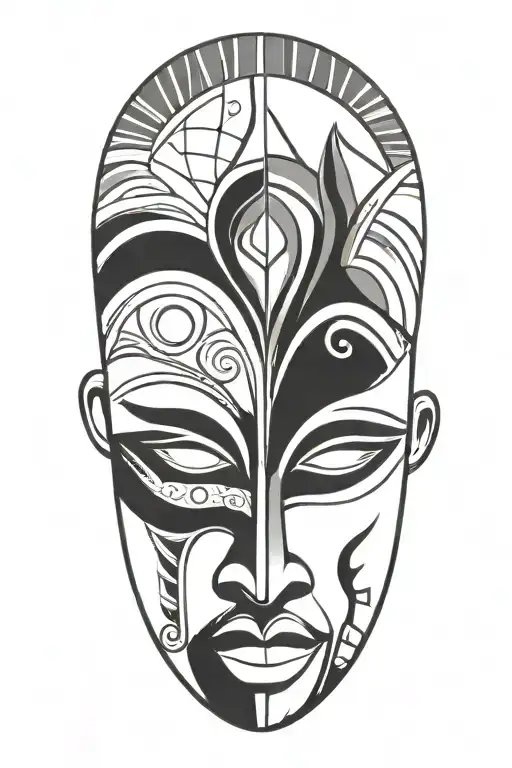 African tribal mask tattoo design idea