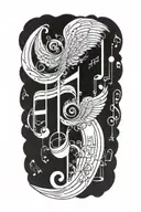 sobriety, Gemini, music notes  tattoo design idea