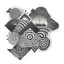 Abstract representation of sobriety journey with African tribal patterns tattoo design idea