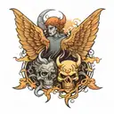 devil and angel wings tattoo design idea