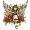 devil and angel wings tattoo design idea