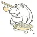 hippo and wok tossing noodles tattoo design idea