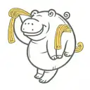hippo and wok tossing noodles tattoo design idea