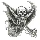 Draw me an image of a ghost skeleton made from stardust hurling through space tattoo design idea