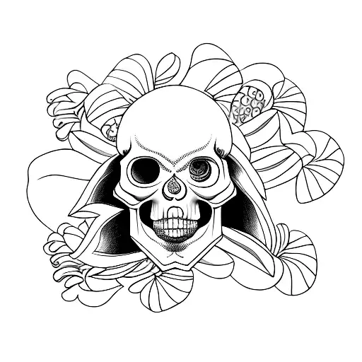 lychee fruit skull tattoo design idea