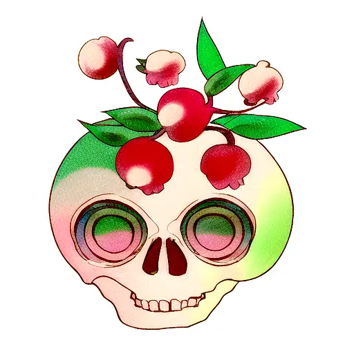 lychee fruit skull tattoo design idea