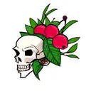 lychee fruit skull tattoo design idea