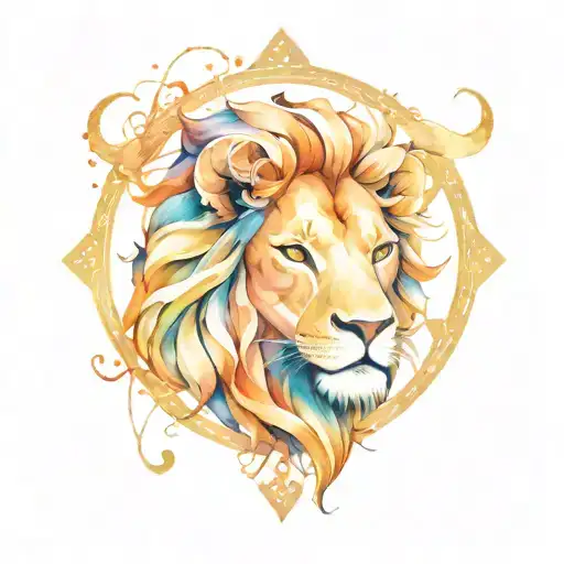lion and taurus horoscope symbol tattoo design idea