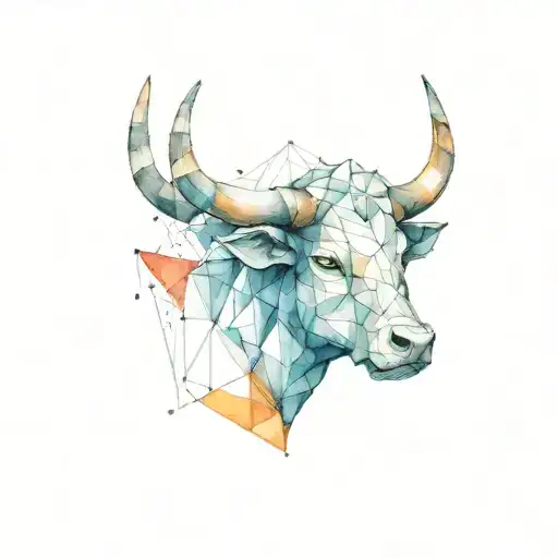 geometric taurus head tattoo design idea