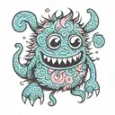 cute fluffy monster tattoo design idea