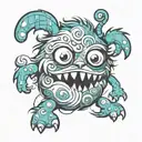 cute fluffy monster tattoo design idea
