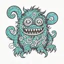cute fluffy monster tattoo design idea
