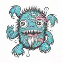 cute fluffy monster tattoo design idea