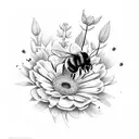 flowers with bumblebees  tattoo design idea