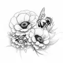 flowers with bumblebees  tattoo design idea