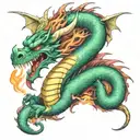 Dragon breathing fire tattoo design idea