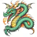 Dragon breathing fire tattoo design idea