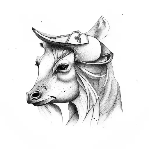woman next to farm animals tattoo design idea
