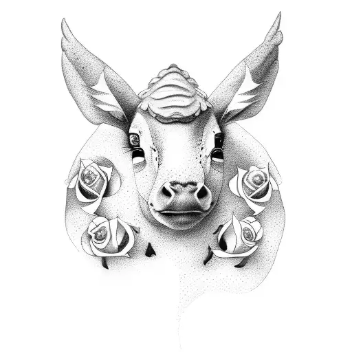 curvy woman surrounded by farm animals tattoo design idea