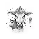 woman with farm animals tattoo design idea