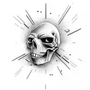 sunset sniper rifle rock n roll skull hand tattoo design idea