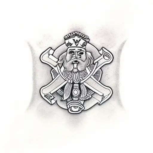 Jack of clubs with musketeer pistols tattoo design idea