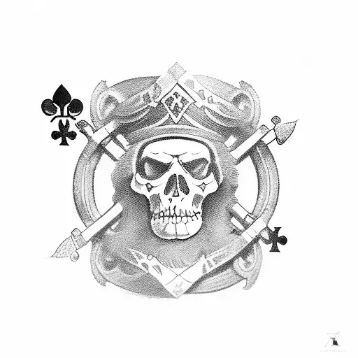 jack of clubs with musketeer pistols.  tattoo design idea