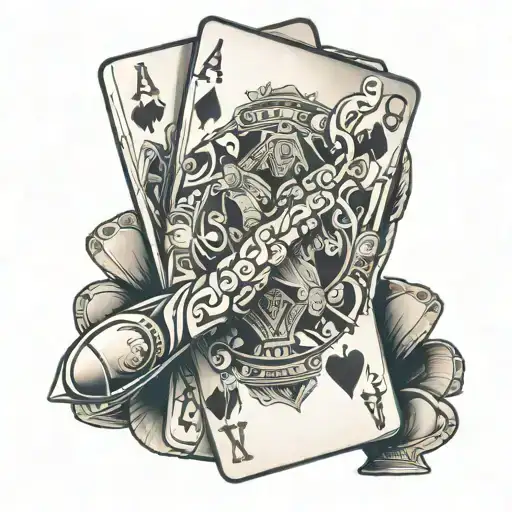 someone holding poker cards tattoo design idea