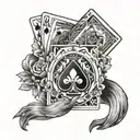 someone holding poker cards tattoo design idea