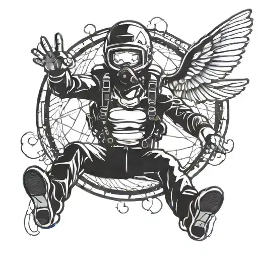 sky diving tattoo design idea