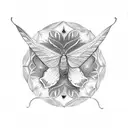 luna moth with mandala design in wings tattoo design idea