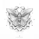 luna moth with mandala design in wings tattoo design idea