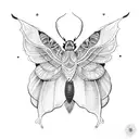 luna moth with mandala design in wings tattoo design idea