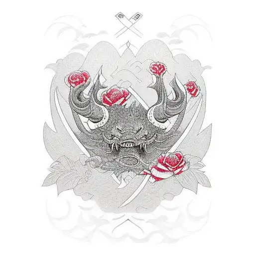 American traditional lord of the rings flowers tattoo design idea