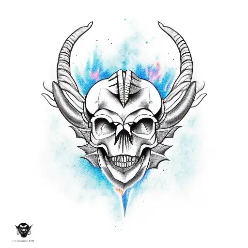 Aries Skull Fire tattoo design idea