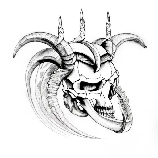 Aries Skull Fire tattoo design idea