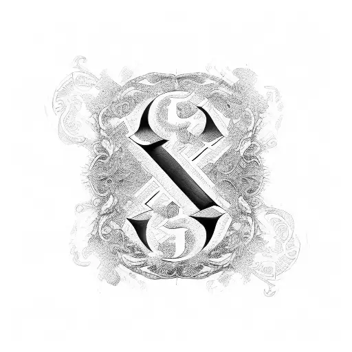 Letters C, B and F calligraphy tattoo design idea