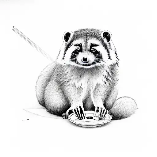 tanuki sitting with soju tattoo design idea