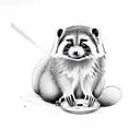 tanuki sitting with soju tattoo design idea