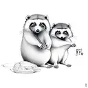 tanuki sitting with soju tattoo design idea