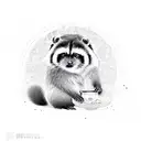 tanuki sitting with soju tattoo design idea