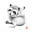 tanuki sitting with soju tattoo design idea