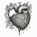A heart with intricate patterns inside, representing the complexity of emotions and thoughts tattoo design idea