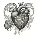 A heart with intricate patterns inside, representing the complexity of emotions and thoughts tattoo design idea