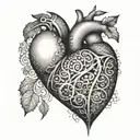 A heart with intricate patterns inside, representing the complexity of emotions and thoughts tattoo design idea