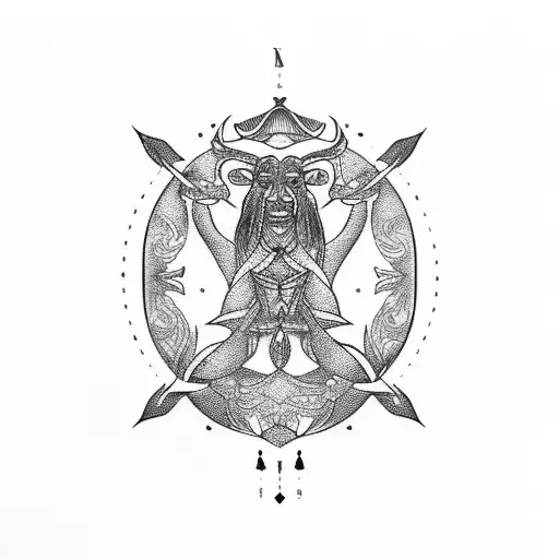 libra scales with taurus and virgo tattoo design idea