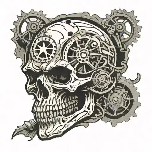 gears of war skull face tattoo design idea