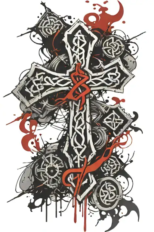 cross and celtic knot tattoo design idea